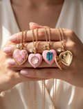 Cute Pink Peach Heart Pendant Locket Necklace 6W6JNC413L