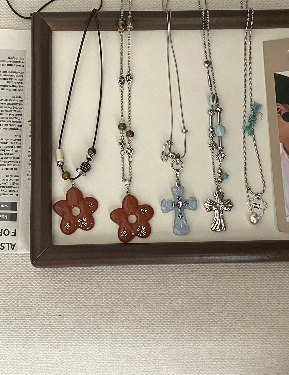 Cross Flower Pendant Necklace - DippedShop Wholesale - #9859