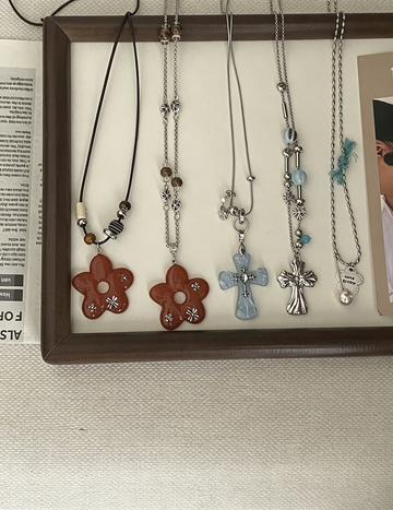 Boho Style Corss Flower Pendant Chain Necklace 6W6JNC416L