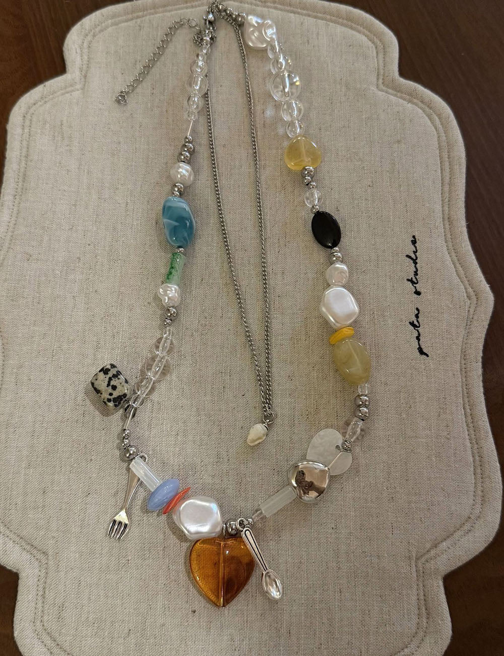 Heart Pendant Beaded Necklace - DippedShop Wholesale - #2275