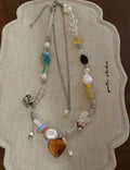 Vintage Brown Heart Pendant Beaded Necklace 6W6JNC418L