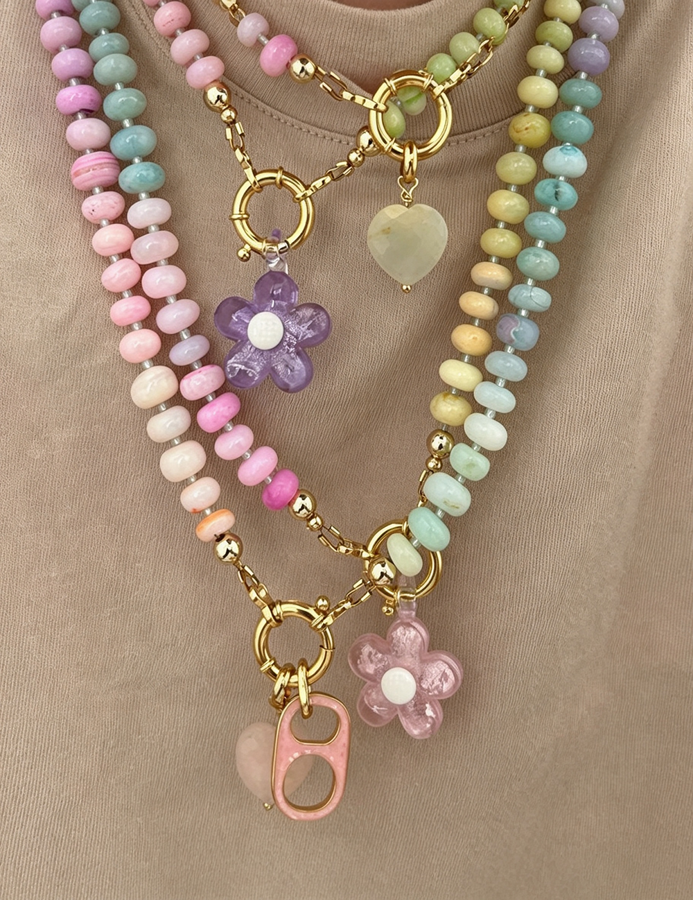 Flower Pendant Beaded Necklace - DippedShop Wholesale - #7219