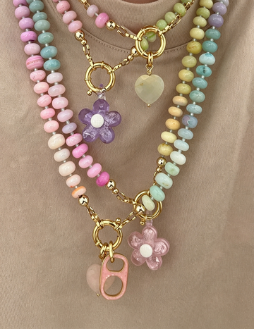Handmade Multi-Color Flower Pendant Beaded Necklace 6W6JNC420L