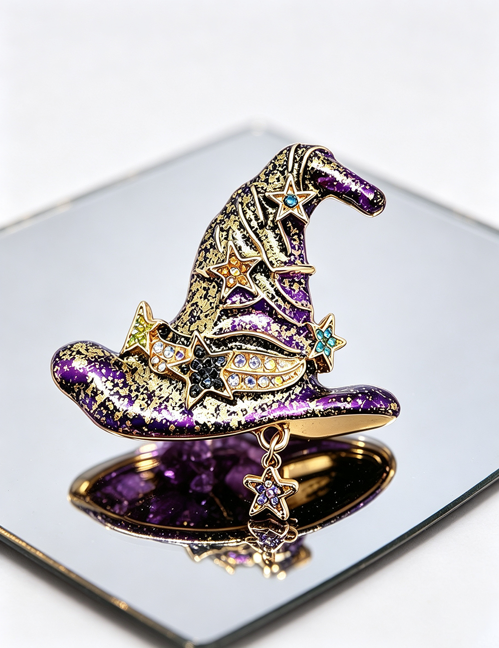 Magical Halloween Witch Star Hat Brooch 6W6JPB54