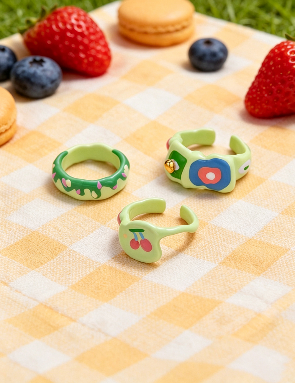 Cherry Print Open Ring - DippedShop Wholesale - #5155