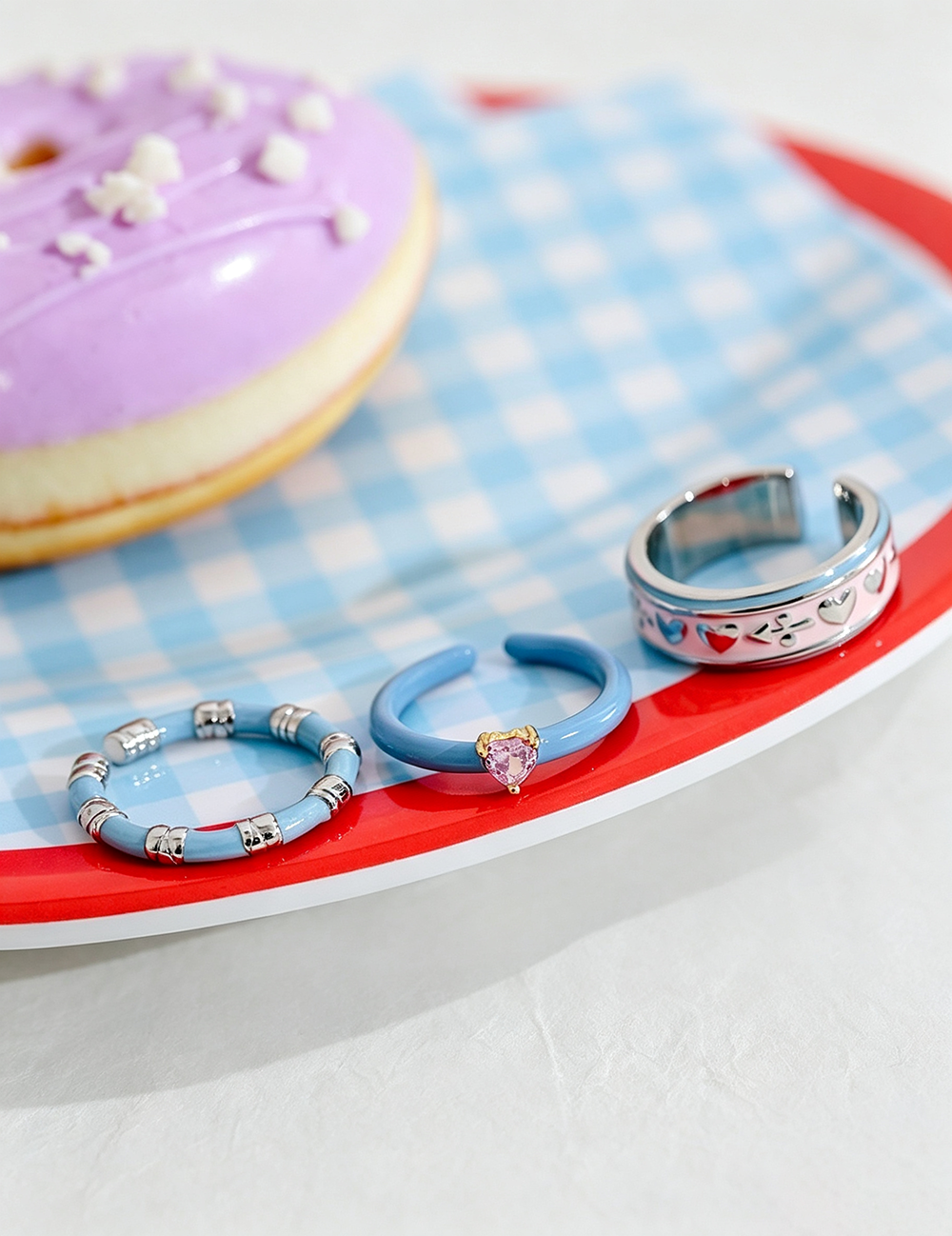 Color Block Heart Enamel Ring - DippedShop Wholesale - #8803