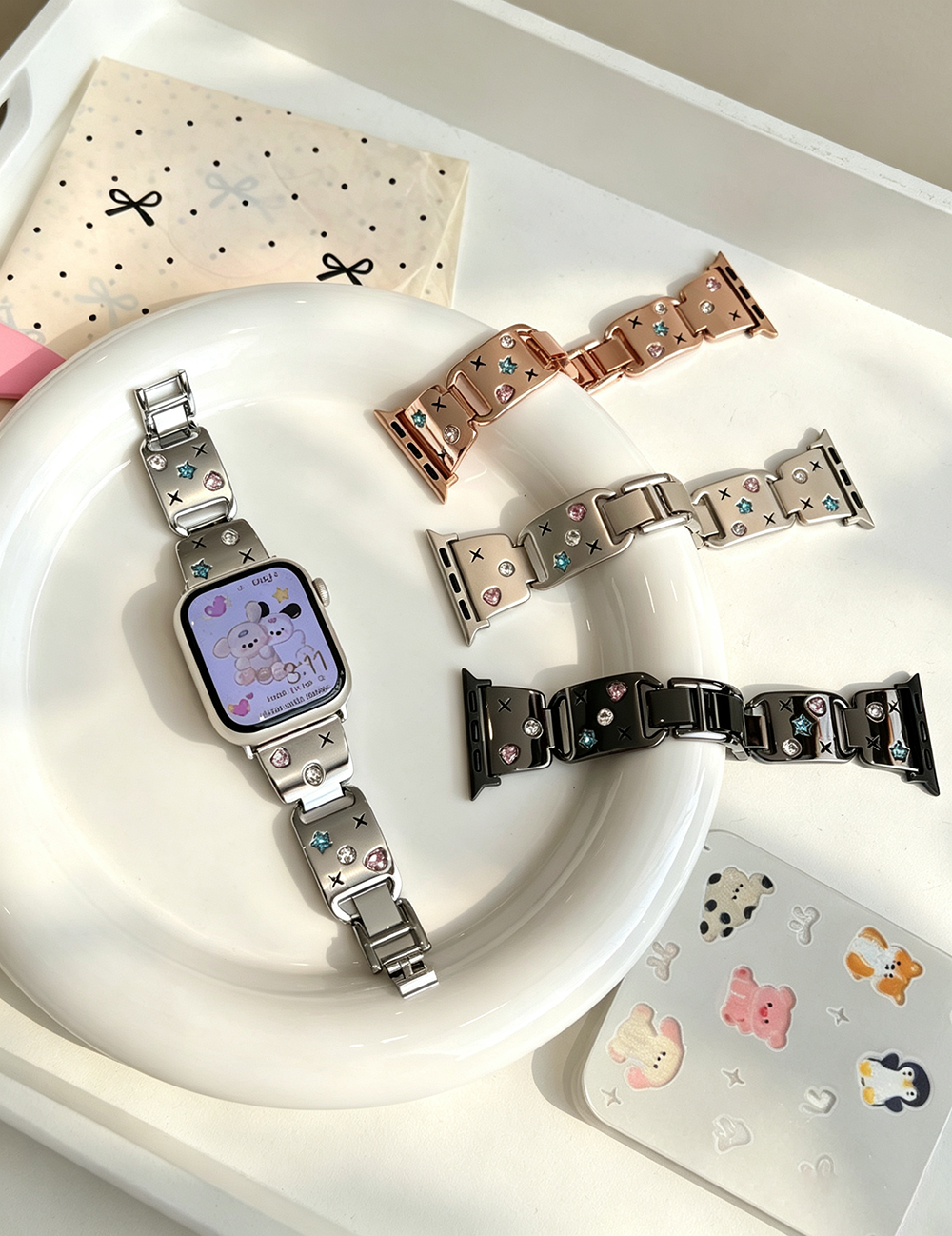 Rhinestone Metal Watch Band - DippedShop Wholesale - #6099