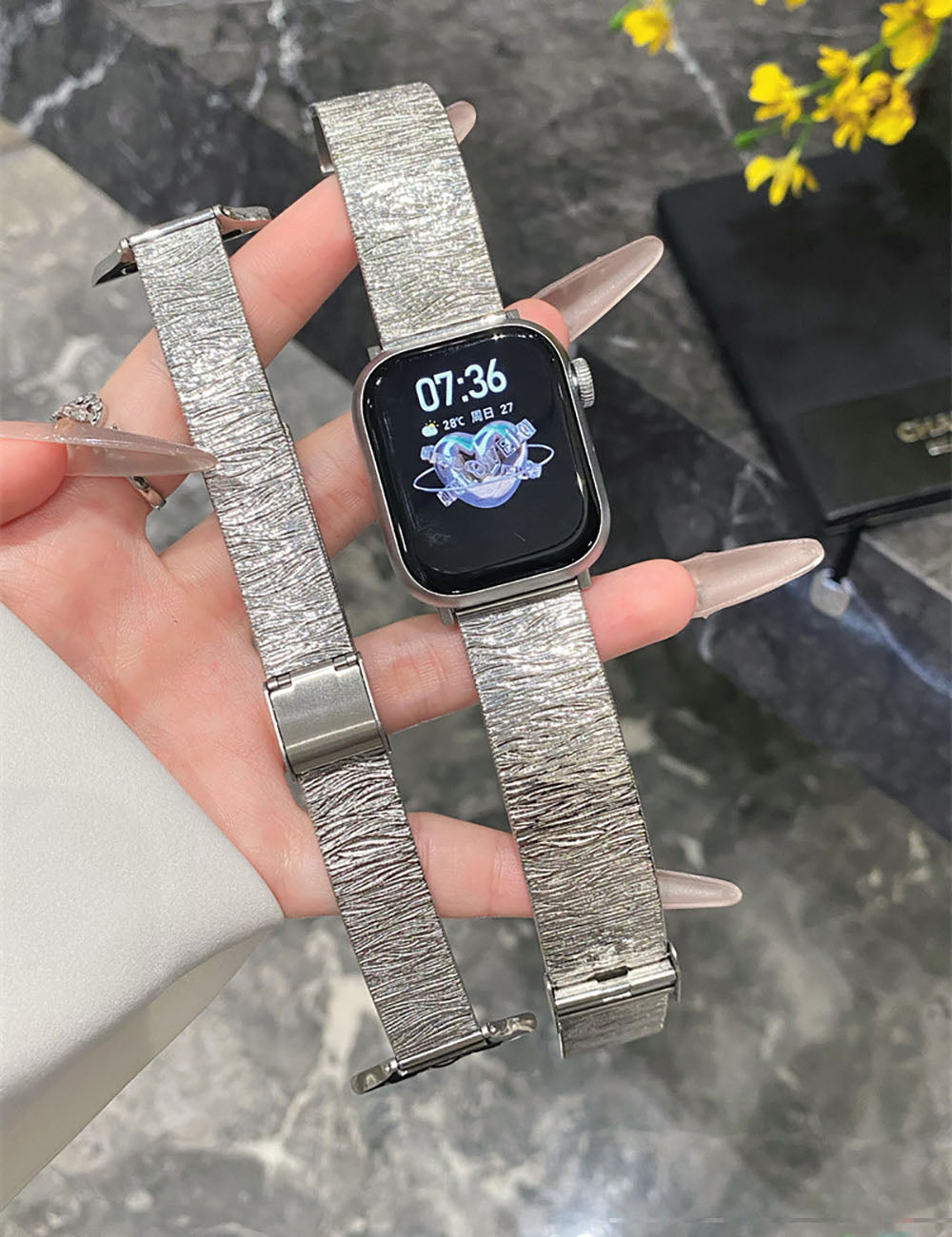 Textured Stainless Steel Watch Band - DippedShop Wholesale - #6851
