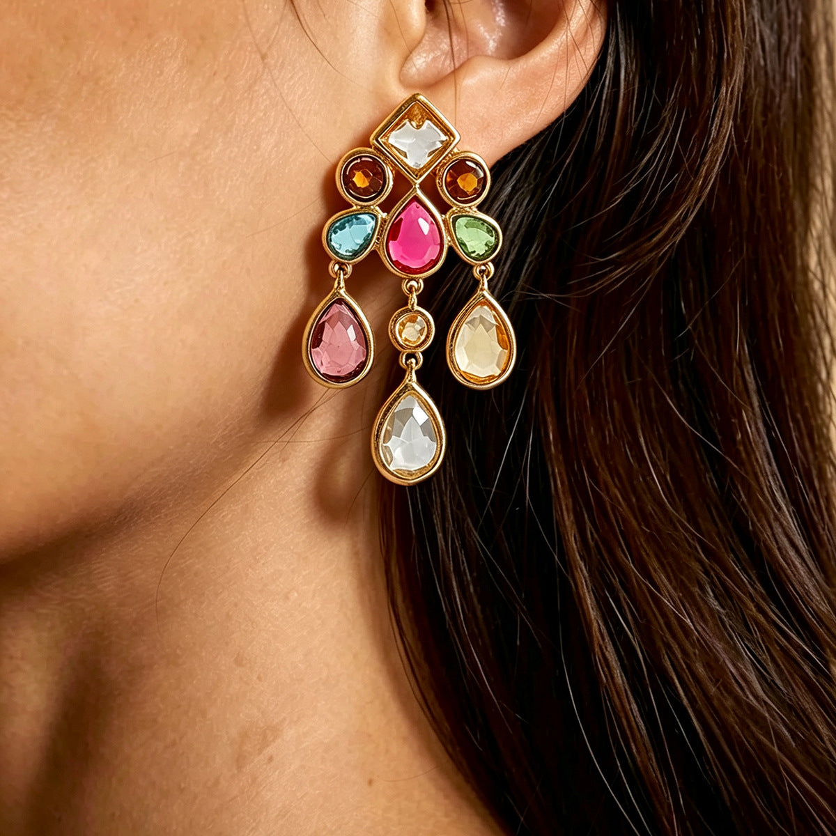 Crystal Teardrop Dangle Earrings - DippedShop Wholesale - #2963