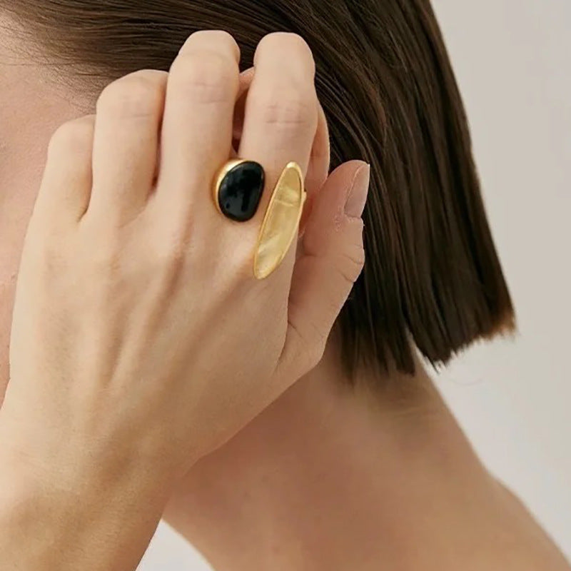 French Style Irregular Crystal Open Adjustable Ring 8ZA6JRG155L