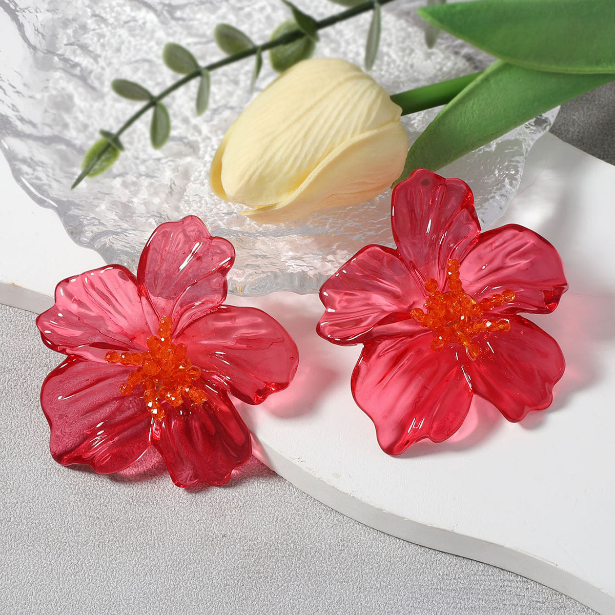 Transparent Acrylic Flower Studs - DippedShop Wholesale - #4115