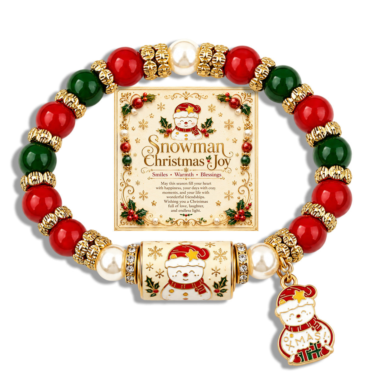 Colorful Crystal Christmas Tree Charm Beaded Bracelet 6W6JBR650