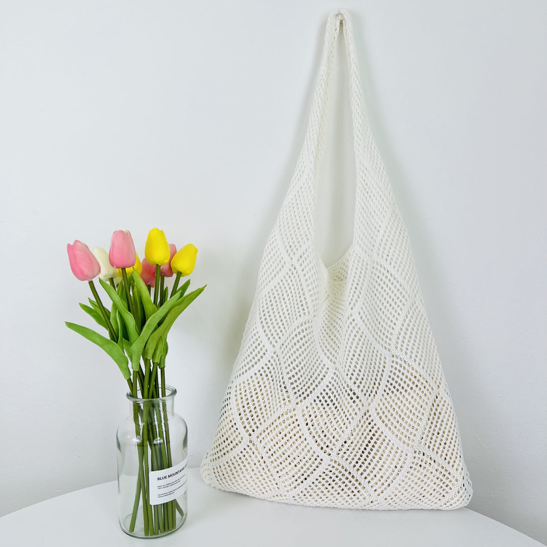 Solid Color Hollow Knit Bag - DippedShop Wholesale - #1411