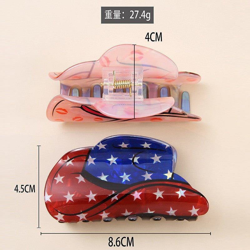 Sweet Hat Shape Cherry Print Hair Clips 8AS6HCP71L