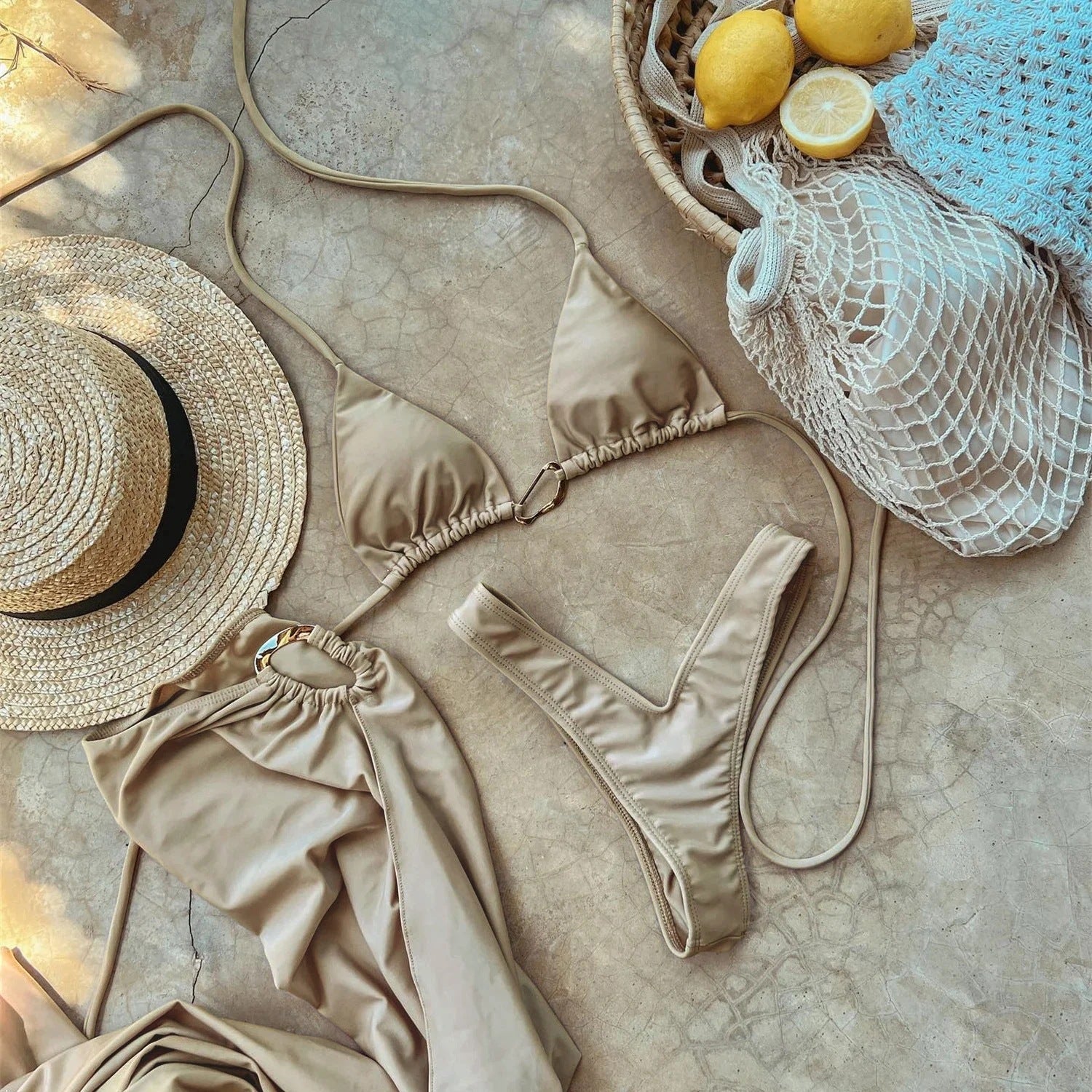 Solid Drawstring Swimwear - DippedShop Wholesale - #9875