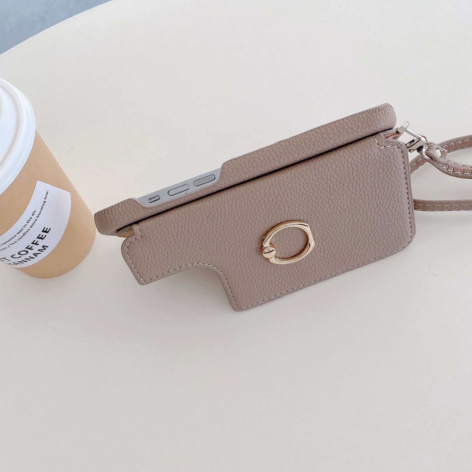 Solid Color Faux Leather Crossbody Wallet iPhone Case 6Z13HPC200