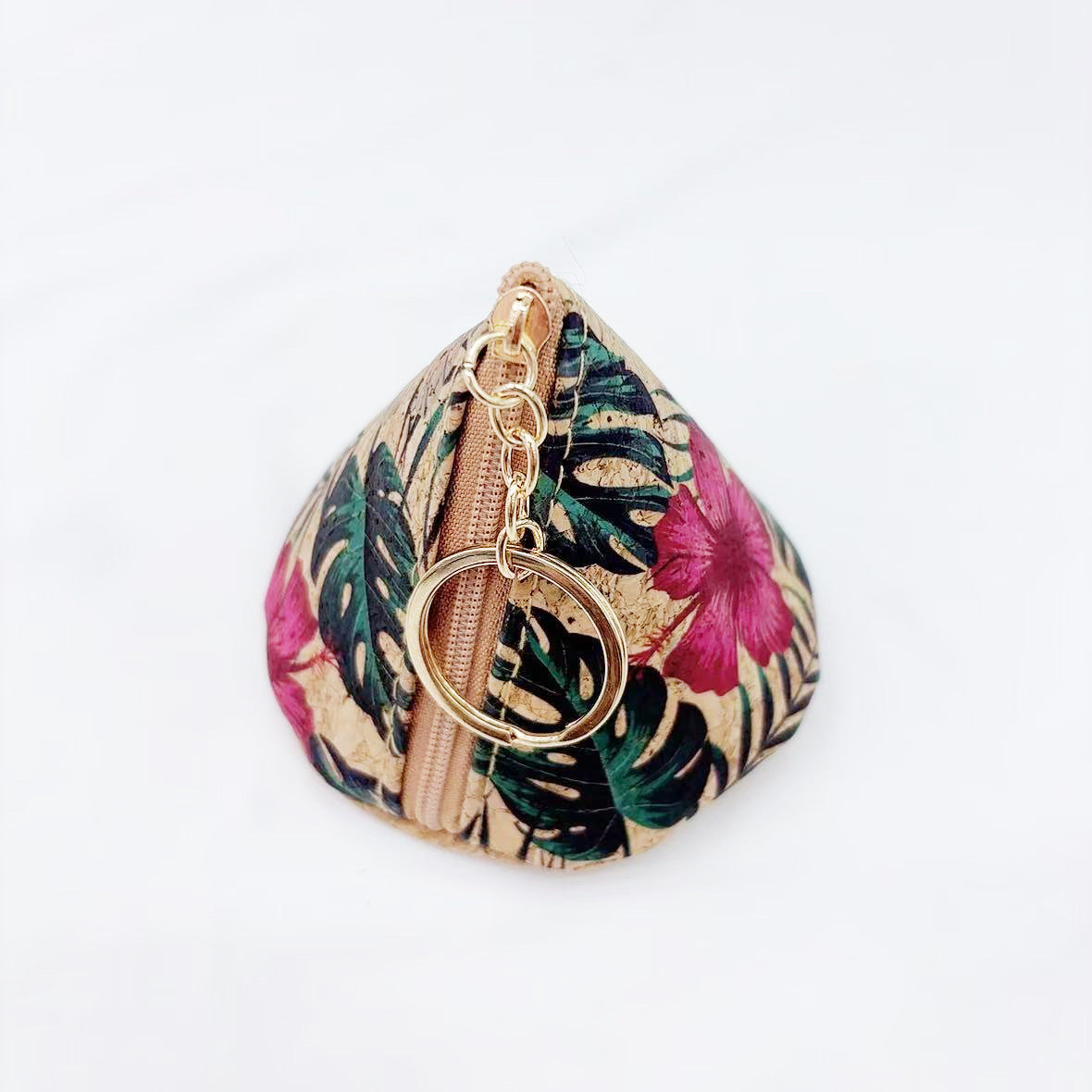 Cute Floral Print Cork Triangle Mini Coin Case 6S10BWB109