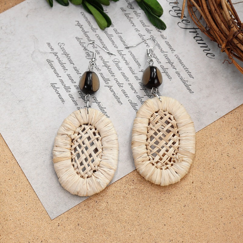 Boho Rattan Drop Dangle Earrings - DippedShop Wholesale - #2883