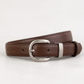 Minimalist Silver Buckle Versatile Leather Belt 6W6JBT156