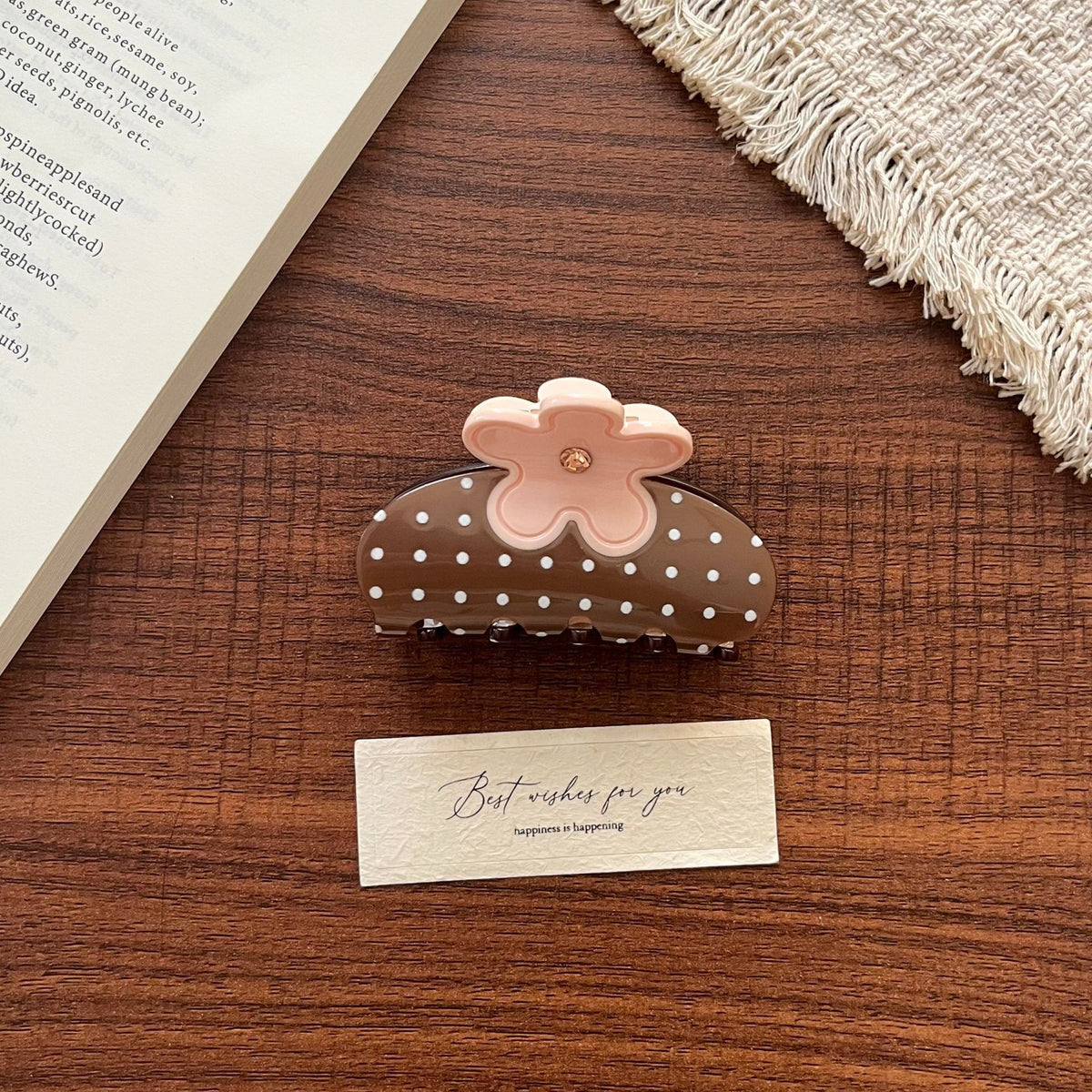 Cute Rhinestone Flower Polka Dots Hair Claw 6W6HCP1637