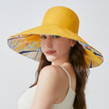 Simple Floral Print Reversible Wide Brim Bucket Hat 8BK6HAT160T