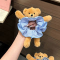 Cute Plush Bear Plaid Print Scrunchies 6W6HSR509