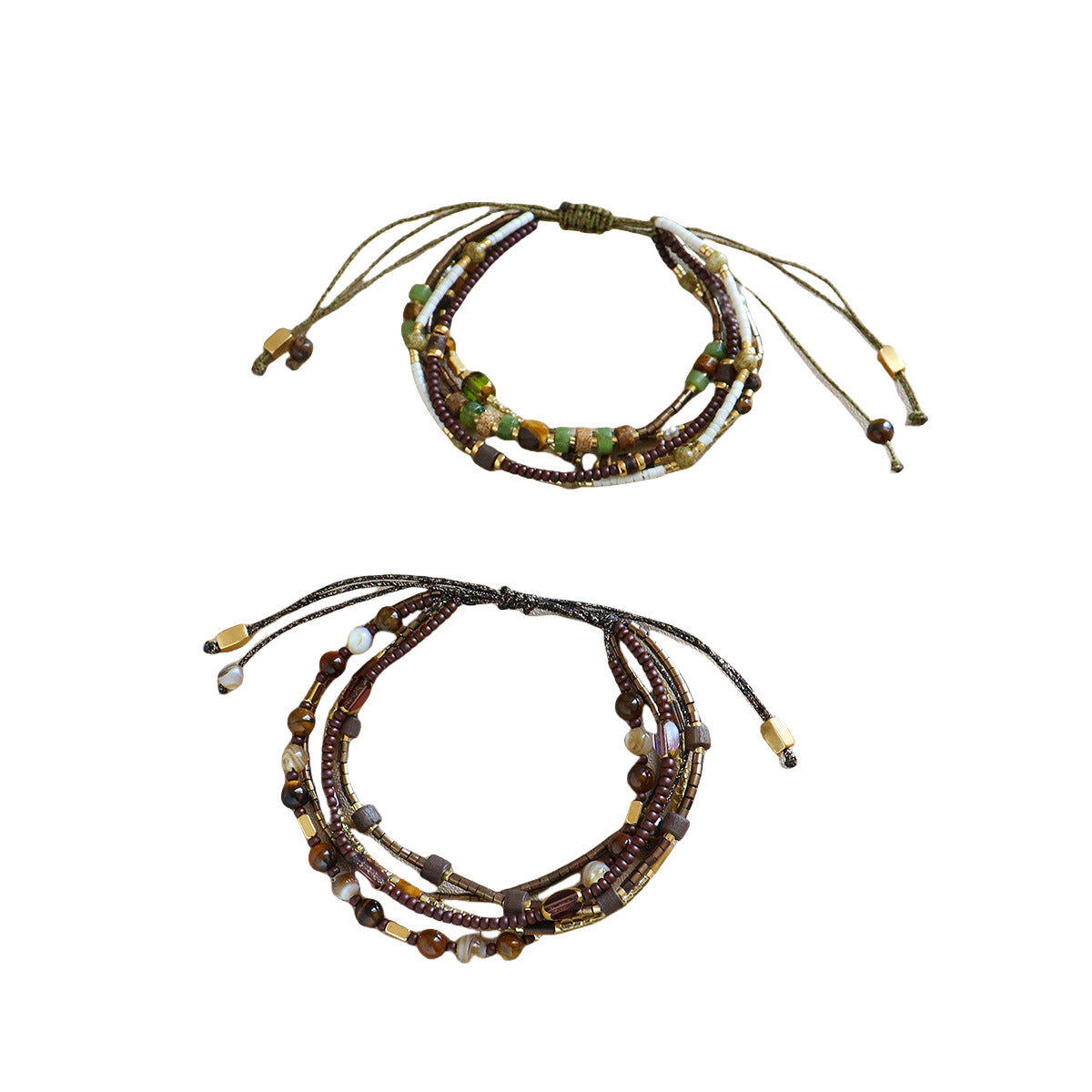 Vintage Multi-Layer Seed Bead Adjustable Bracelet 6W6JBR466