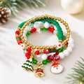 Christmas Santa Claus Charm Layered Beaded Bracelet 6W6JBR656