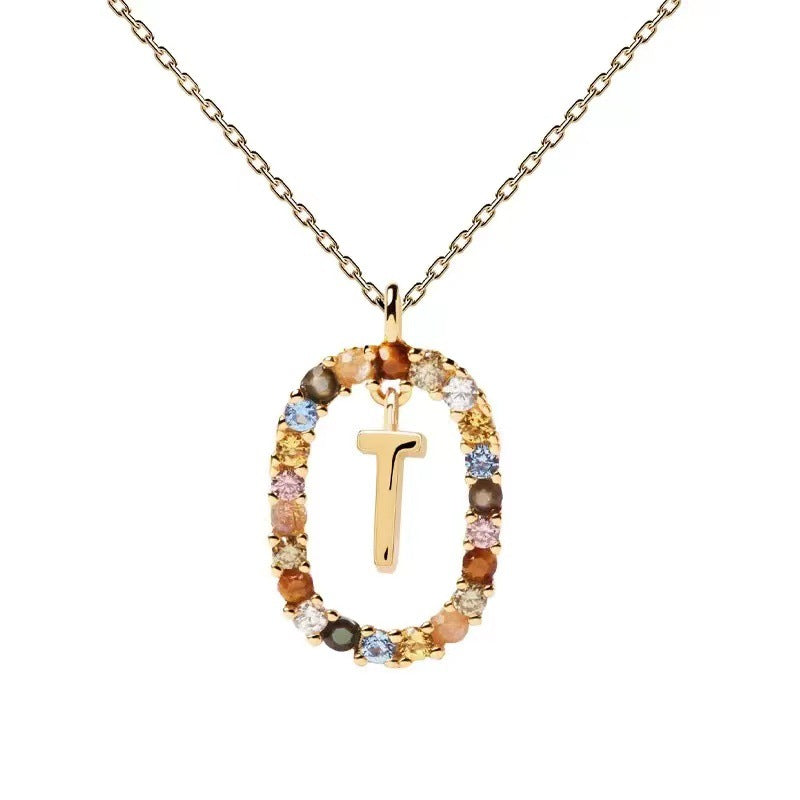 Colorful CZ Letter Pendant - DippedShop Wholesale - #6211