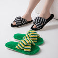 Soft Striped Plush Slippers - DippedShop Wholesale - #2355