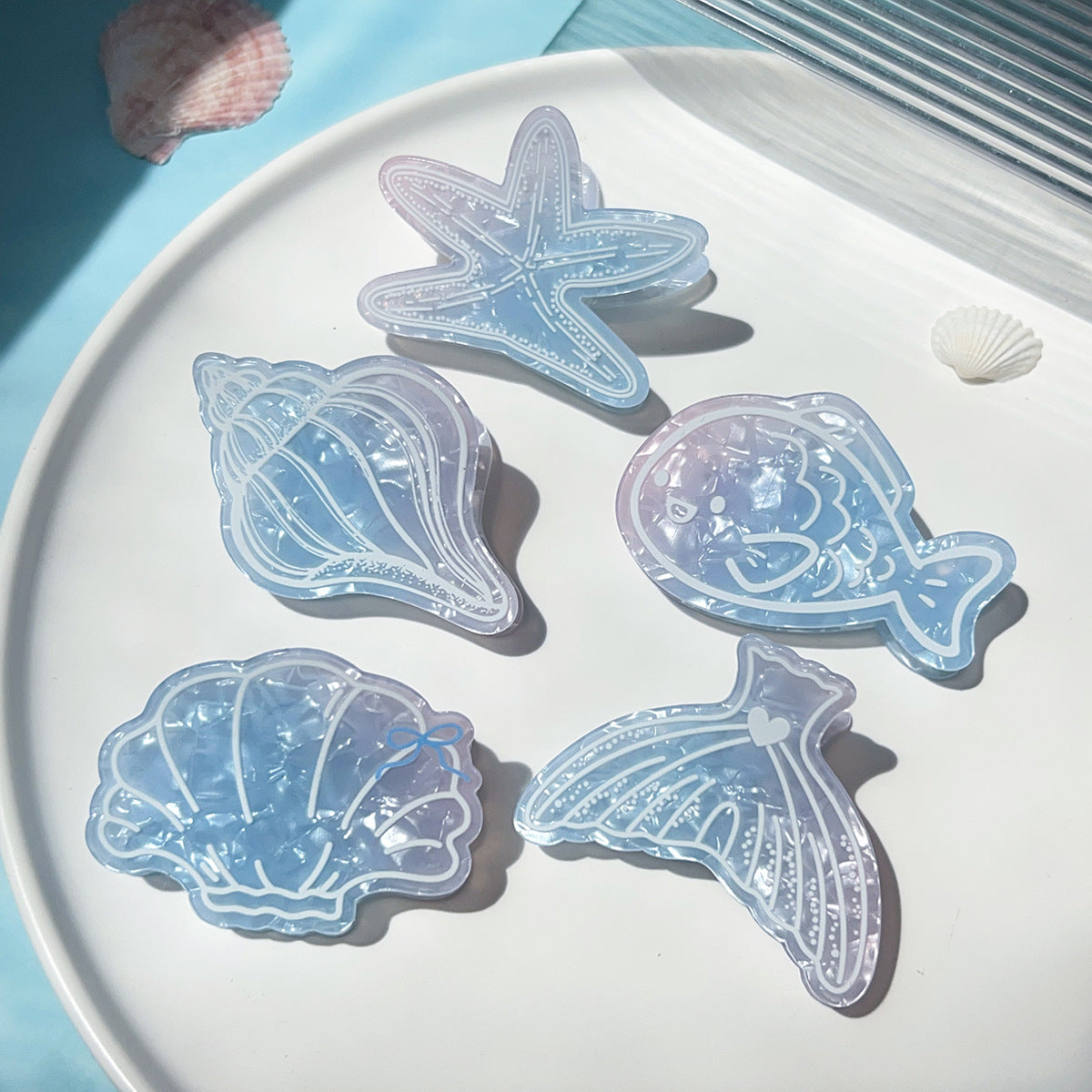 Cute Ocean Whale Starfish Acrylic Hair Claw MK2PPM6W6HCP348