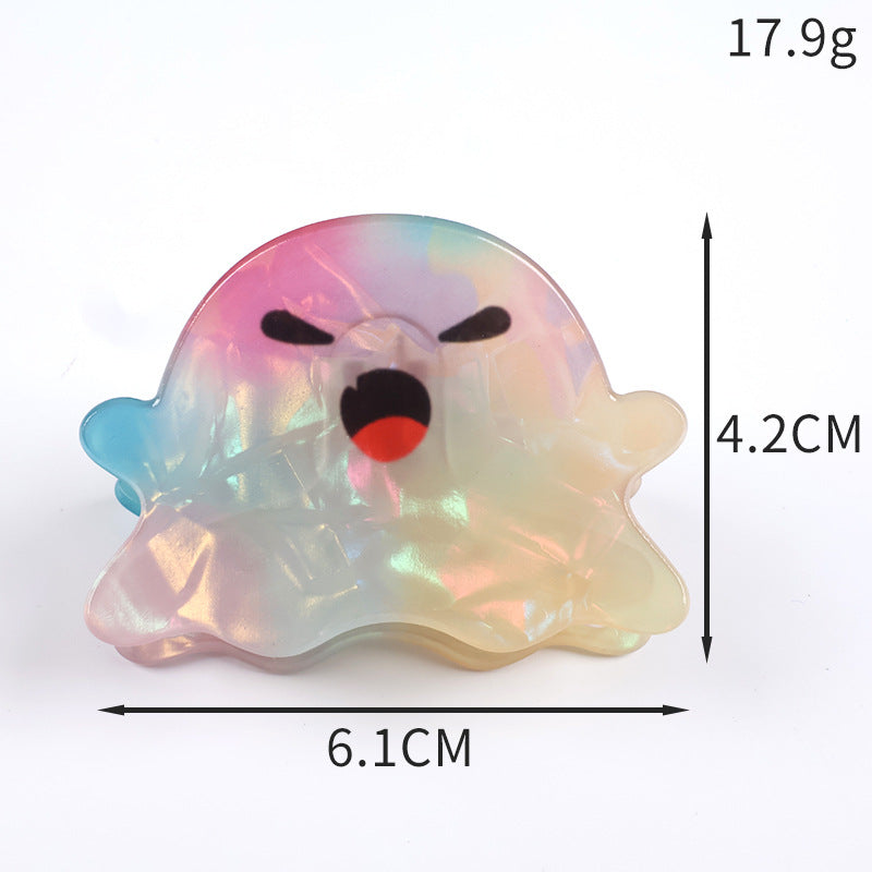 Funny Halloween Ghost Pumpkin Hair Claw 6W6HCP1318