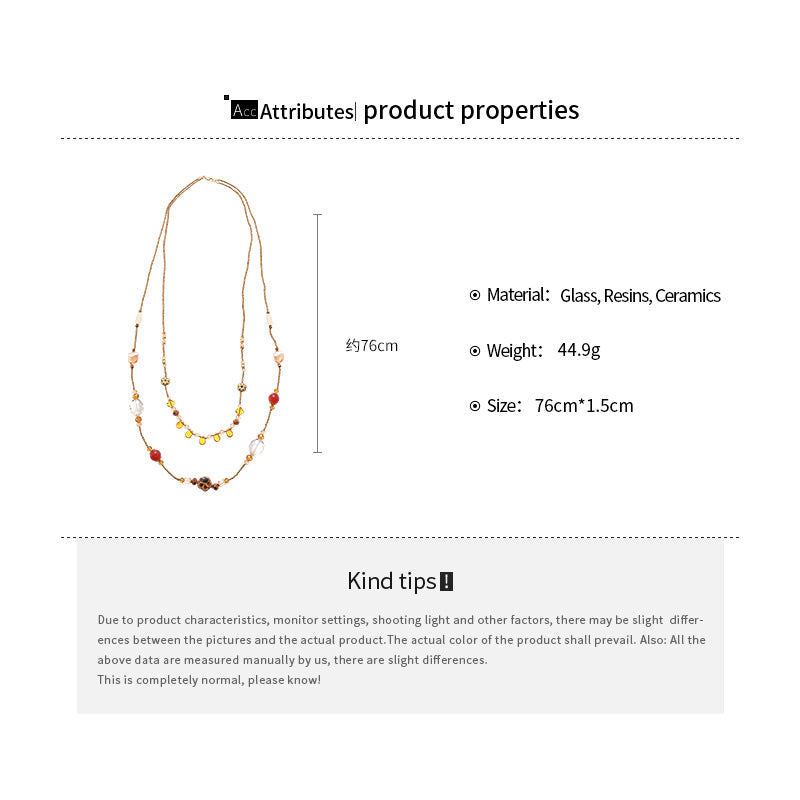 Double Layer Beaded Necklace - DippedShop Wholesale - #5139