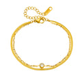 Minimalist Zirconia Double-Layered Snake Chain Anklet 8ZA6JAB07