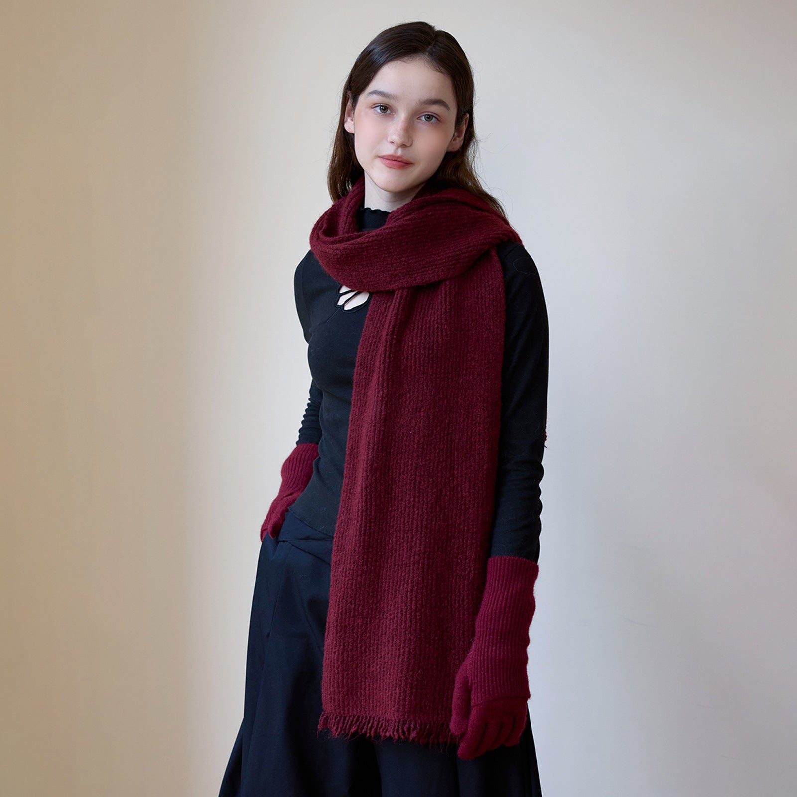 Minimalist Solid Color Knit Scarf 6W6NSW295