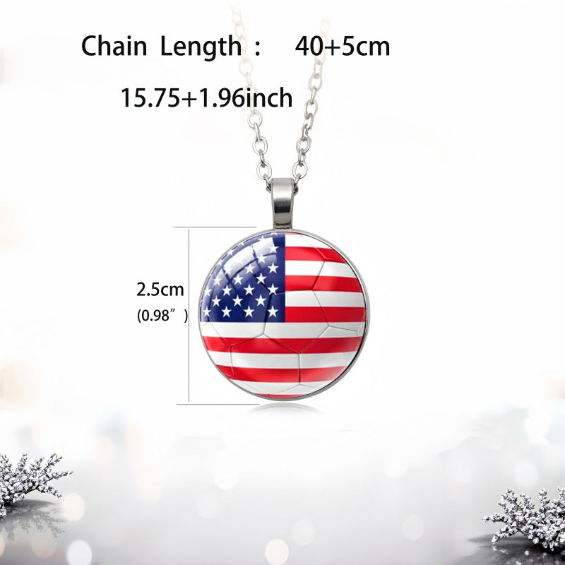 Stylish Country Flag Football Shape Pendant Necklace 8ZA6JNC279T