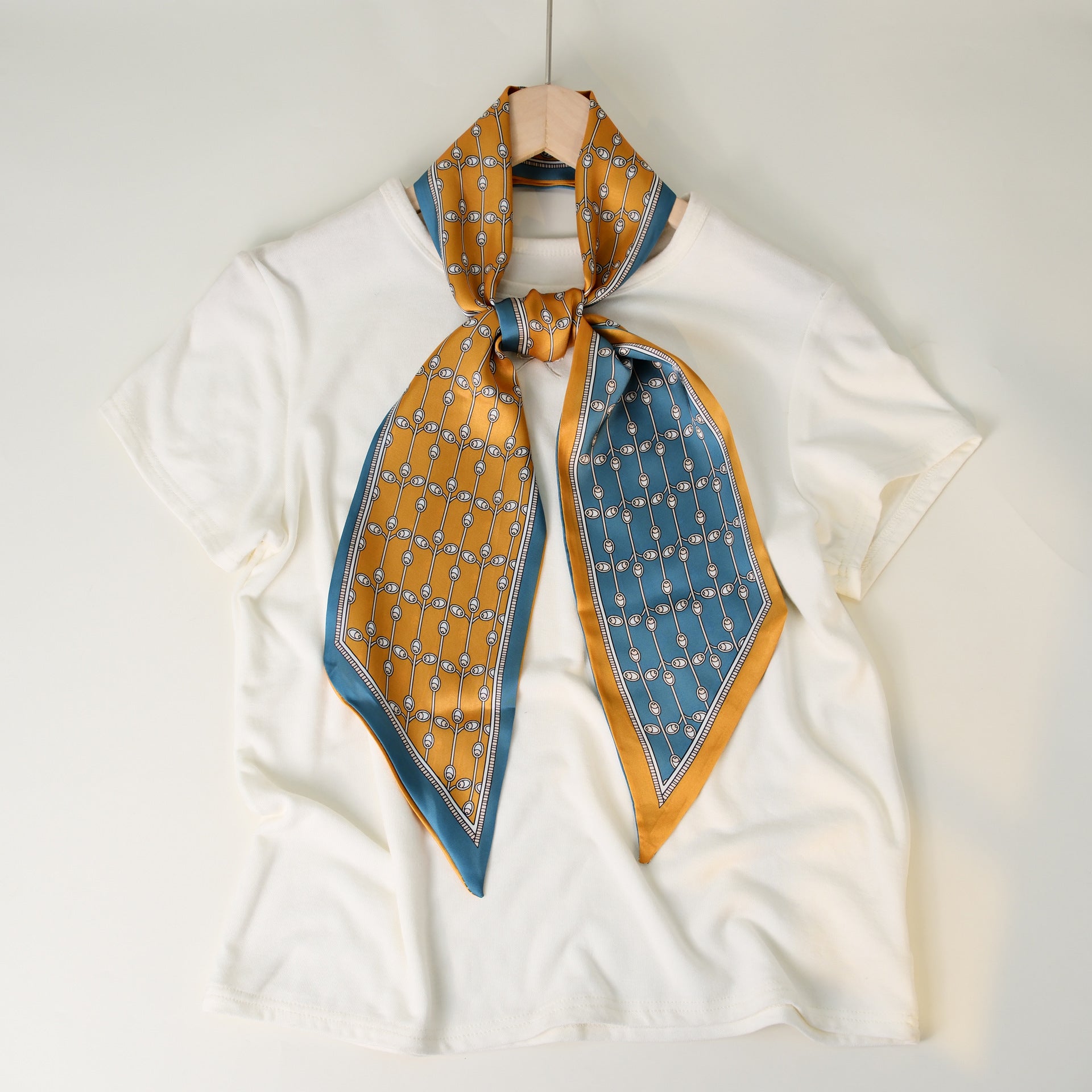 Minimalist Color Block Striped Print Silk Scarf 6W6NSI178
