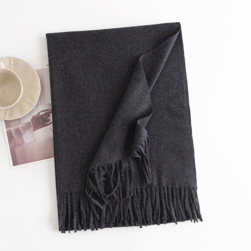 Warm Solid Color Tassel Scarf 6W6NSW305