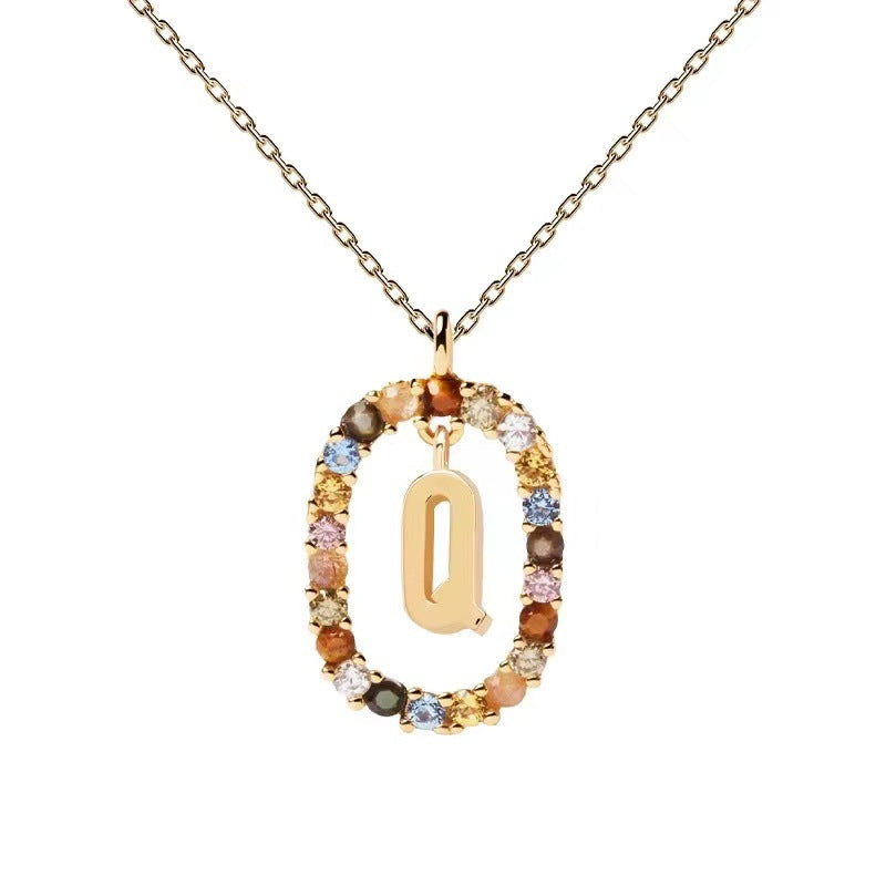 Colorful CZ Letter Pendant - DippedShop Wholesale - #5139