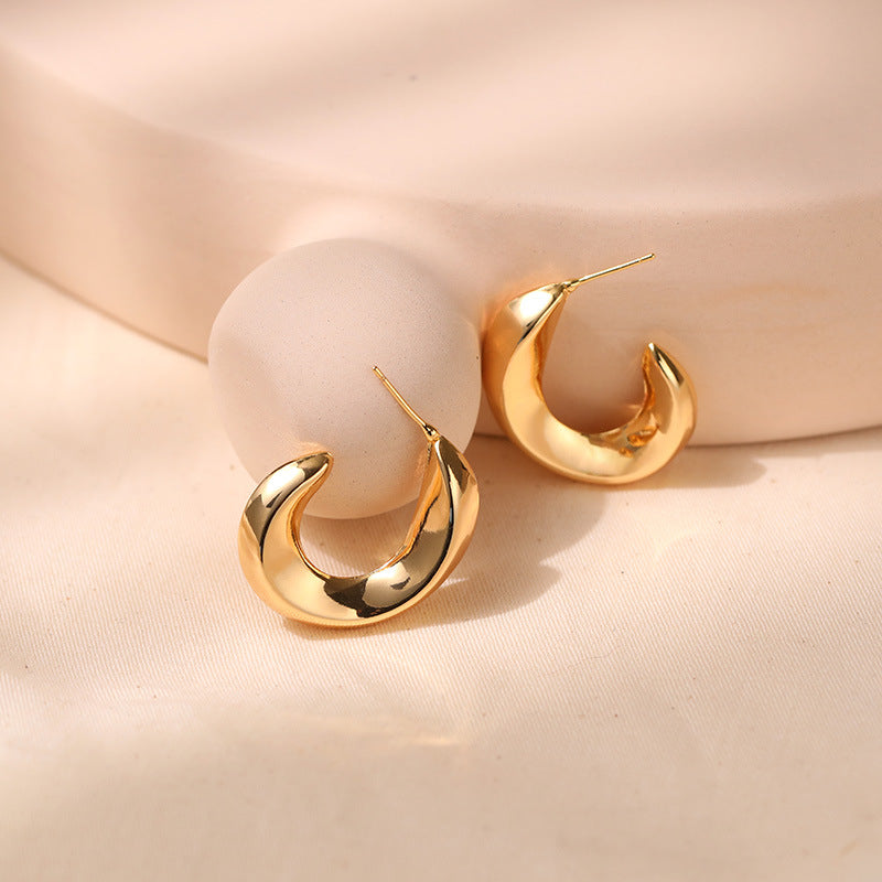 Geometric Circle Metallic Wind Premium Stud Earrings DPJE1306