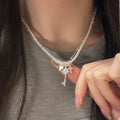 Heart Cross Pearl Necklace - DippedShop Wholesale - #4227
