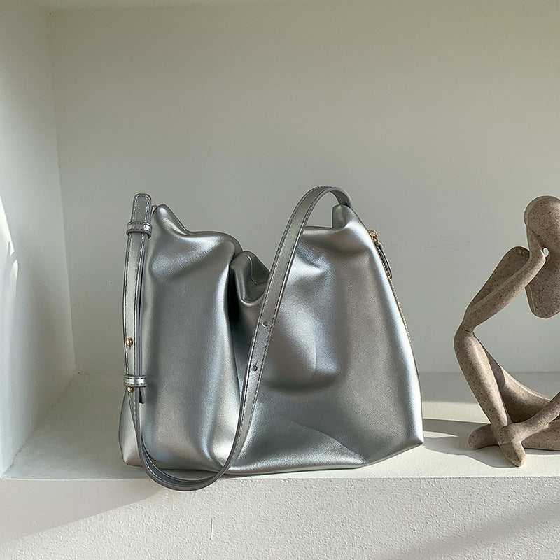 Trendy Solid Color Ruched Tote Shoulder Bag DP25F711