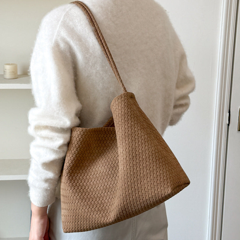 Minimalist Woven Texture Soft Tote - DippedShop Wholesale - #2627