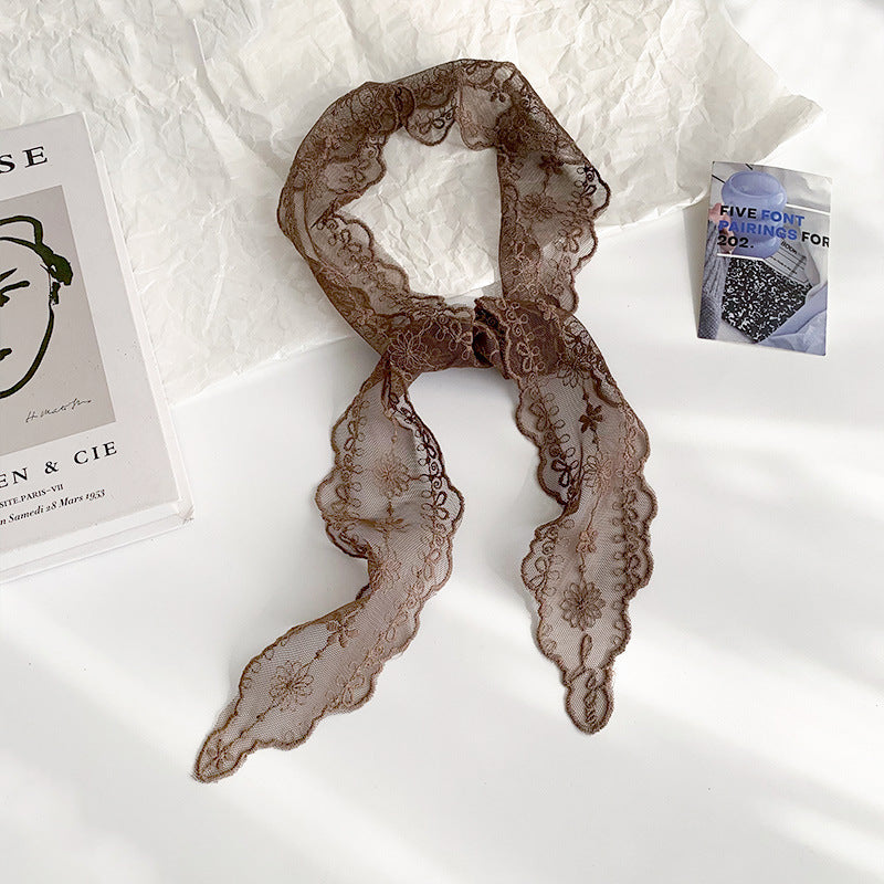 Elegant Floral Embroidered Lace Skinny Scarf MK2BW6W6NSI02