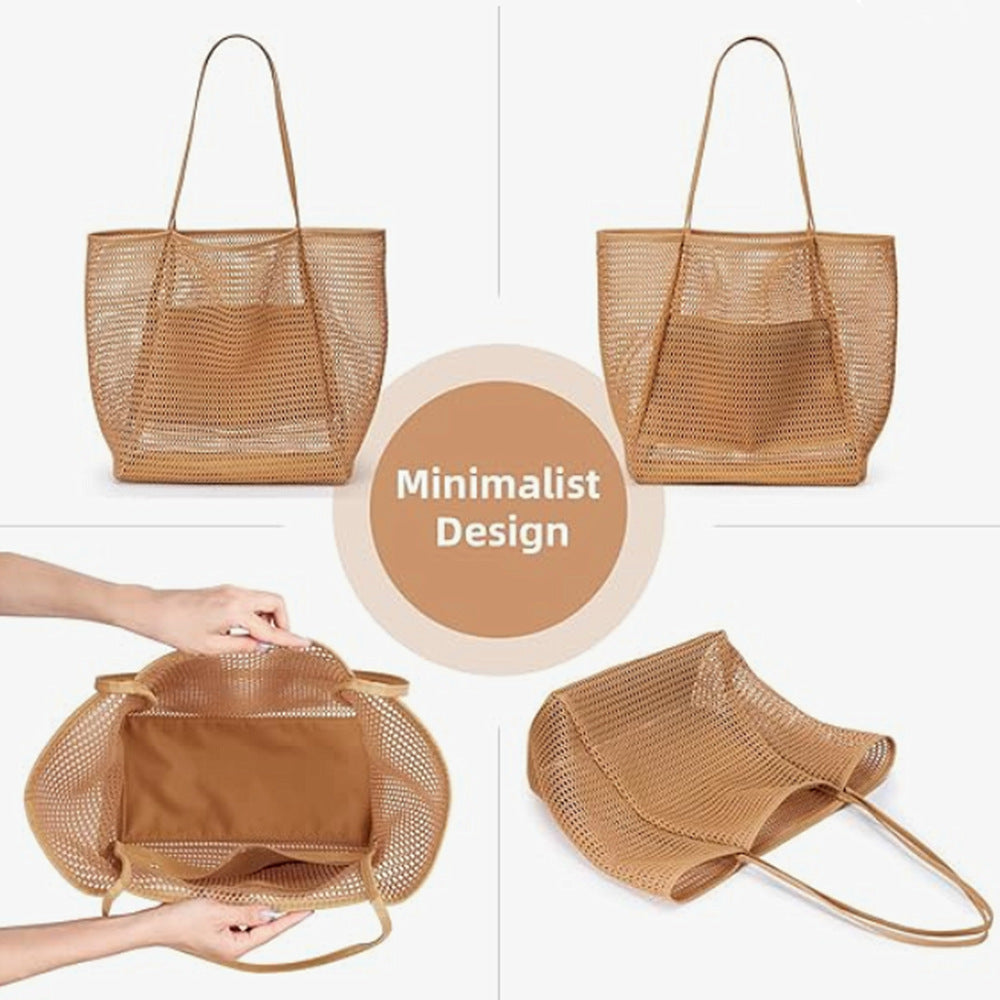 Trendy Hollow Out Mesh Beach Shoulder Bag 8BW6BOB81L