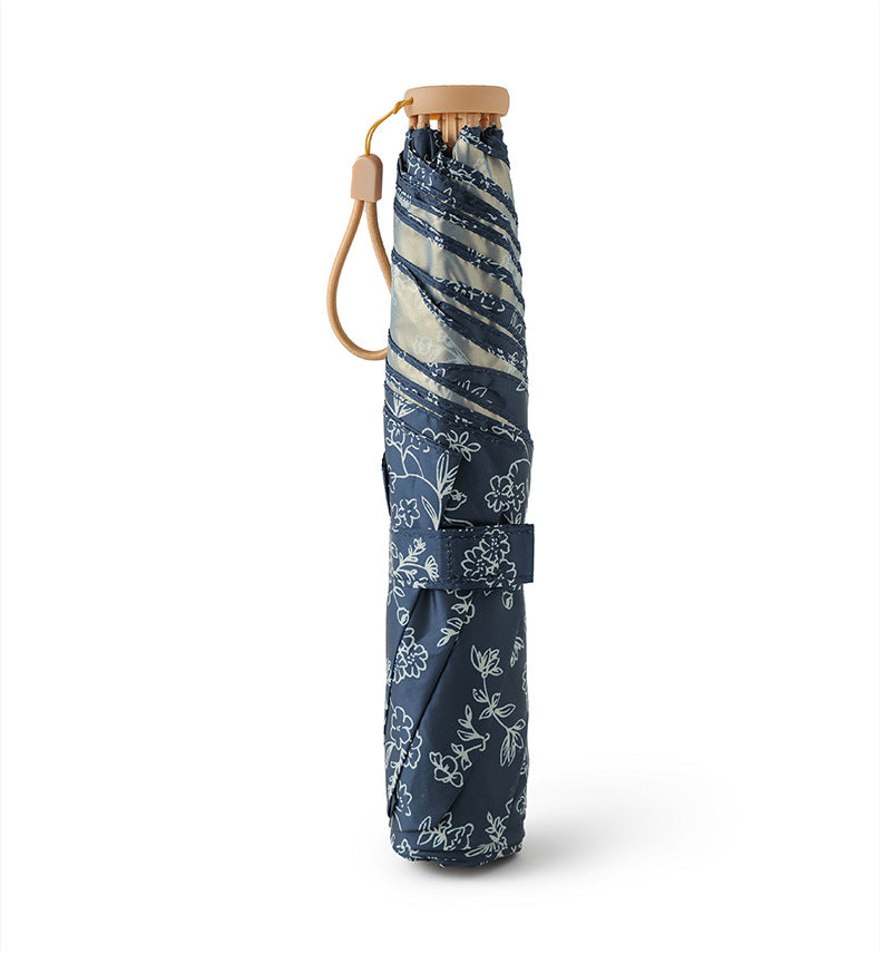 Fresh Floral Print Portable Compact Umbrella DP26UL12