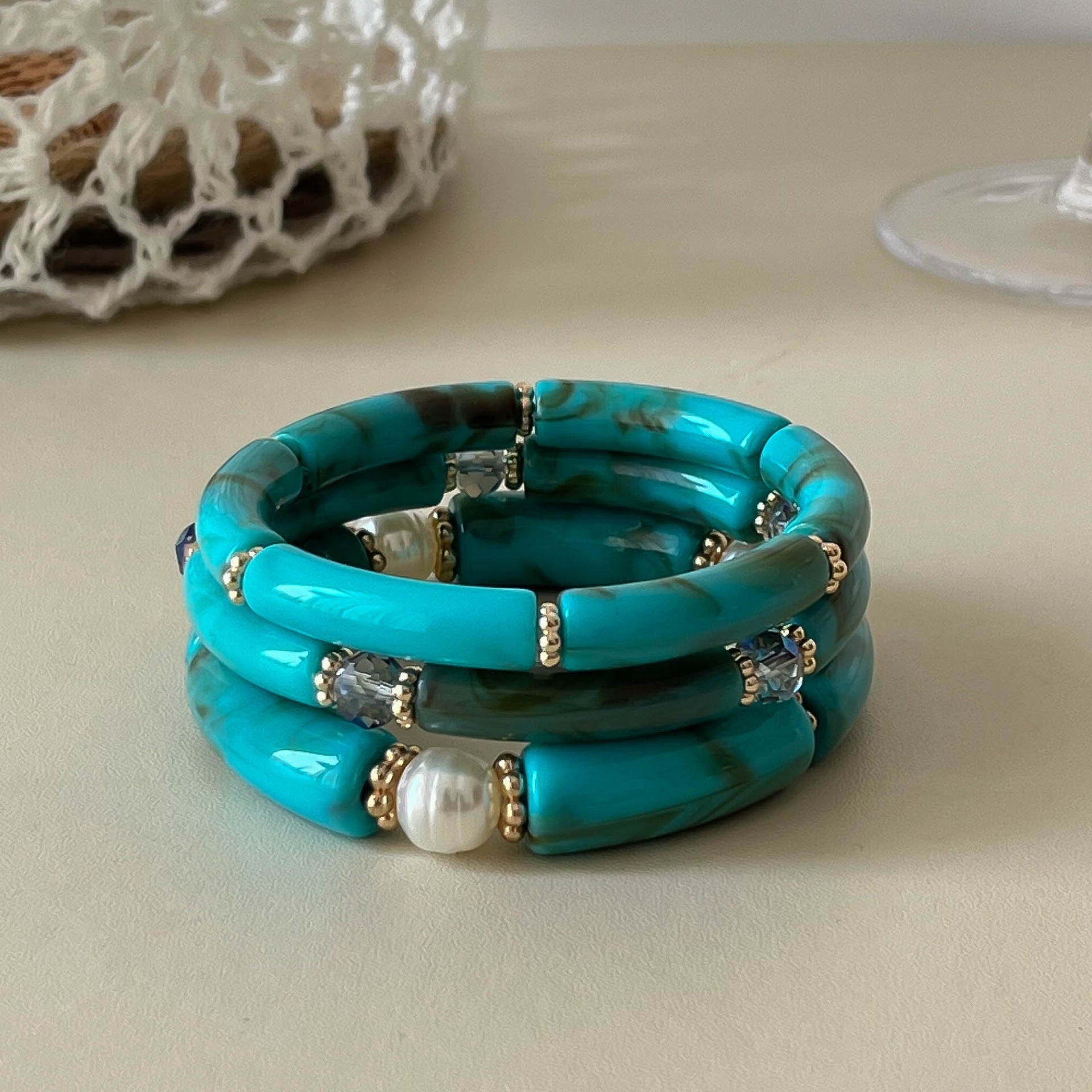 Vintage Bead Bamboo Tube Elast - DippedShop Wholesale - #2723
