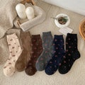 Floral Print Wool Blend Warm Crew Socks 6W8FSO714