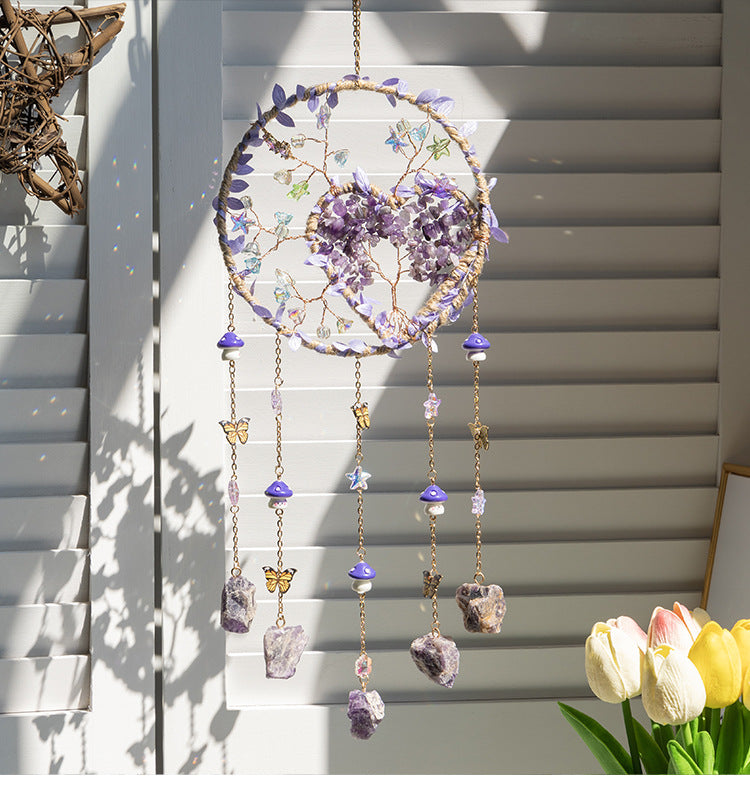 Heart Natural Stones Wind Chime Hanging Prism Suncatcher MK2CZAS6H7HLS52
