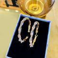 Trendy Sparkly Rhinestone C-Shaped Hoop Earrings 6W6JER726